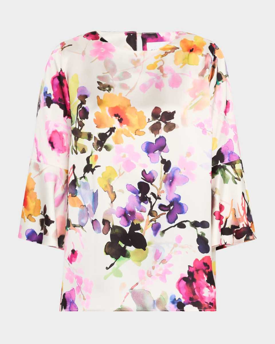 Bella Floral-Print Satin Tunic